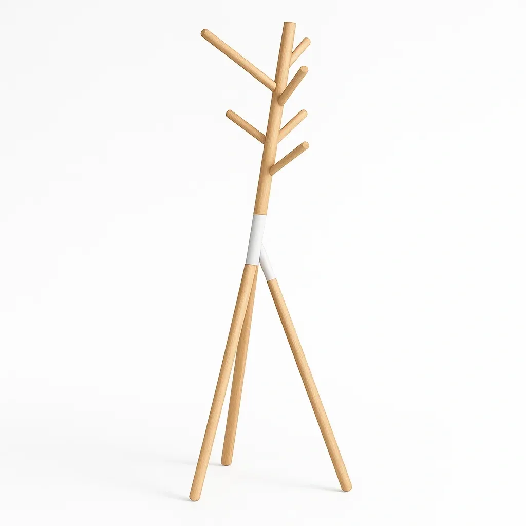 Appendiabiti in legno chiaro con design ad albero