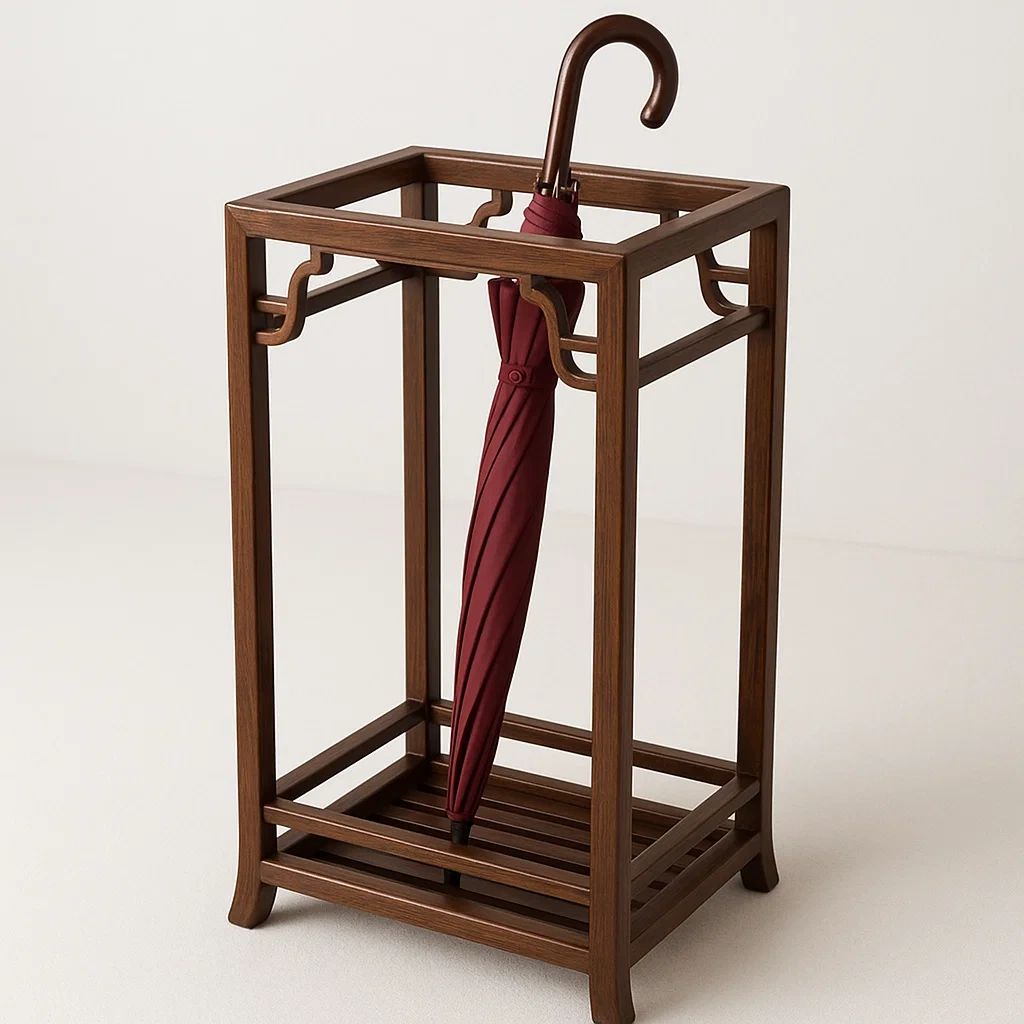 Portaombrelli in legno massello marrone