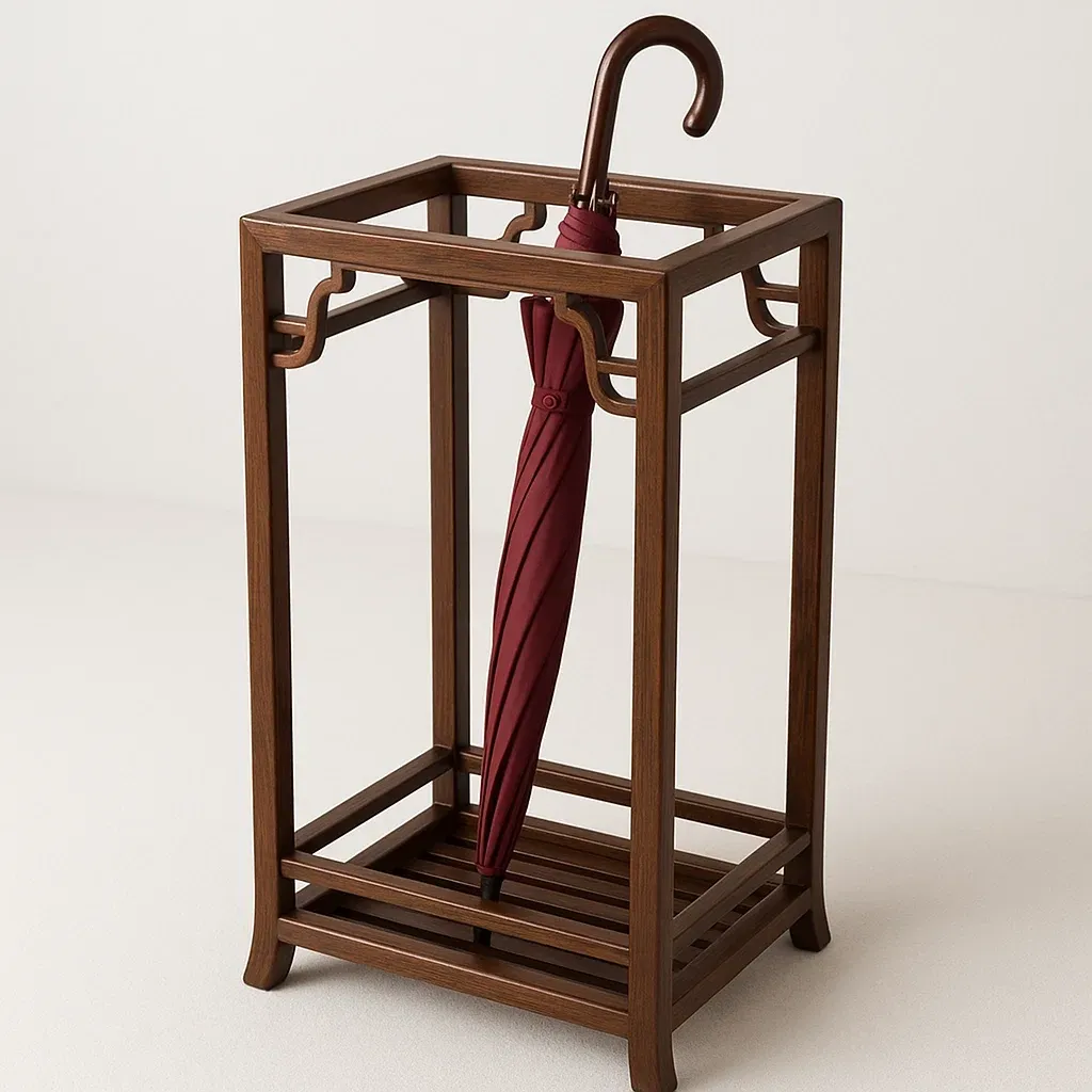 Portaombrelli in legno massello marrone