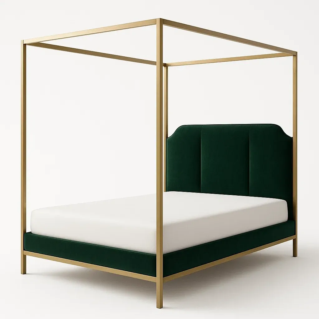 Letto a baldacchino in metallo e velluto 200×160×220 cm