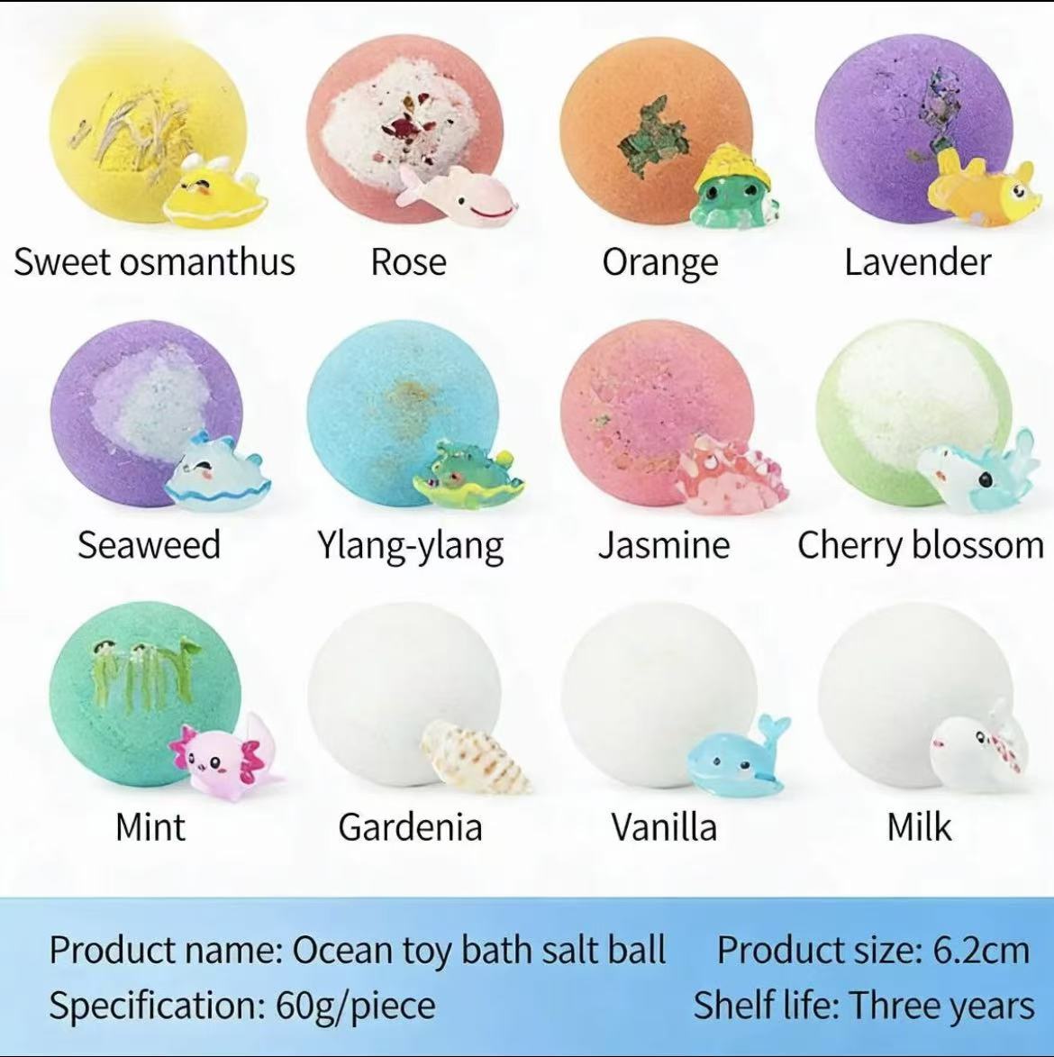 12 Bath Bombs + Surprise Ocean Toys Inside (Gift Box)