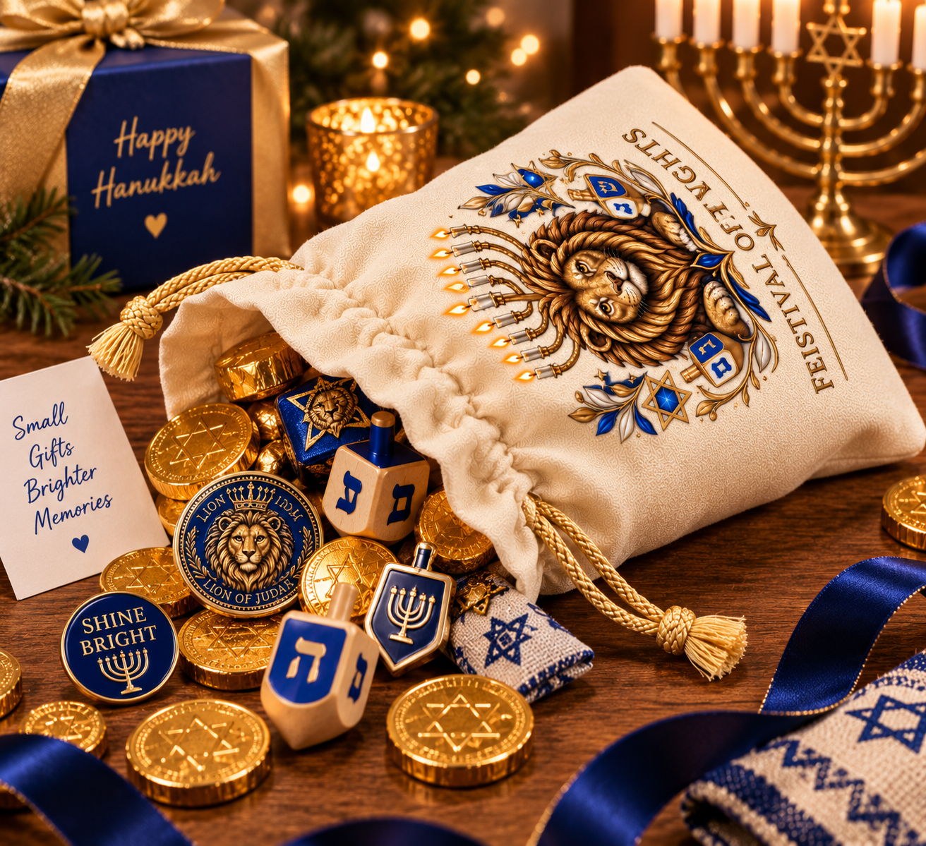 Hanukkah Gift Bag Filled with Small Gifts