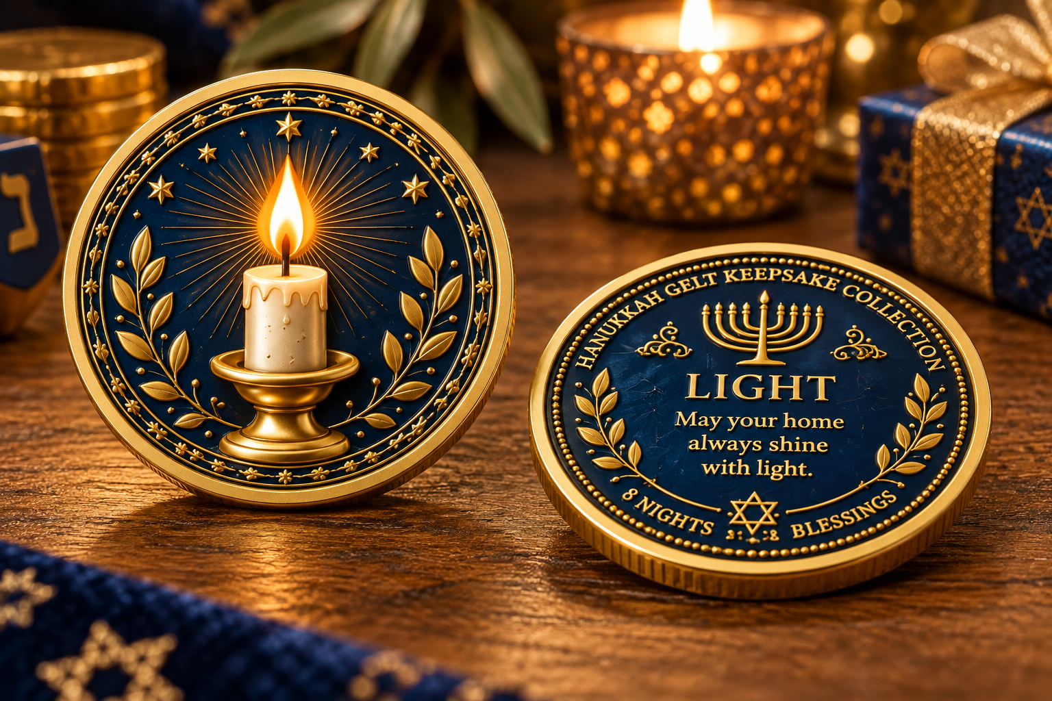 🕎Hanukkah Gelt Keepsake Collection – 8 Nights • 8 Blessings | 8-Piece Commemorative Coin Gift Set