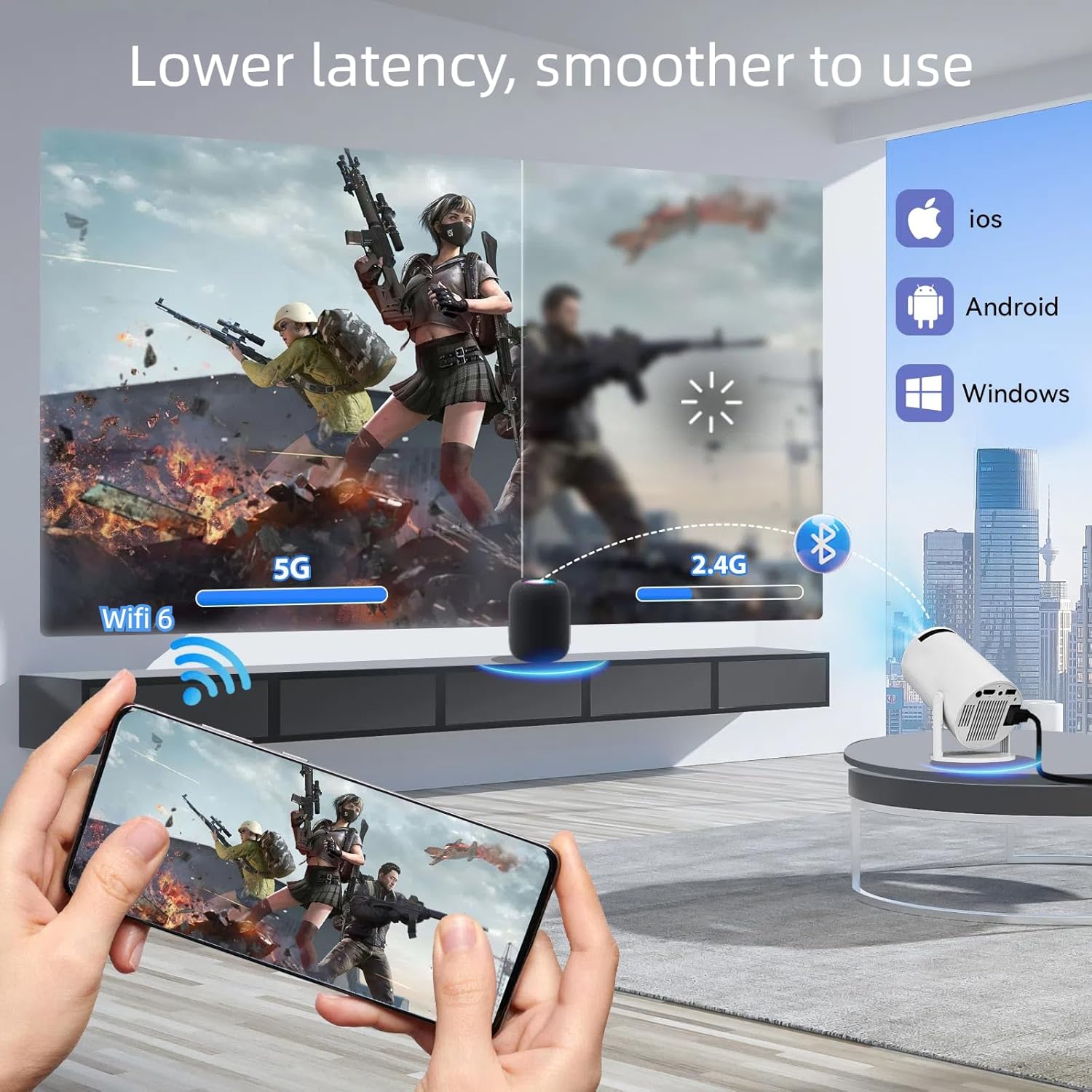 🎥✨Portable 2.4G/5G Wifi Smart Projector – 4K Home Cinema & Game 1080P HD Projector