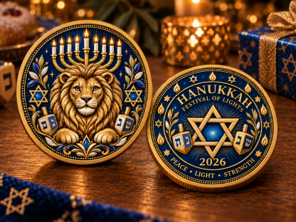 🏆Flash Sale 50% OFF - Hanukkah 2026 Lion of Judah Collector Coin – Gold-Tone Festival of Lights Keepsake