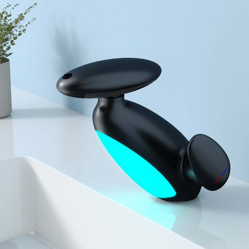 LED Bathroom Faucet with Multicolor Light, 360° Swivel & Pull-Out Spout, 4 Spray Modes