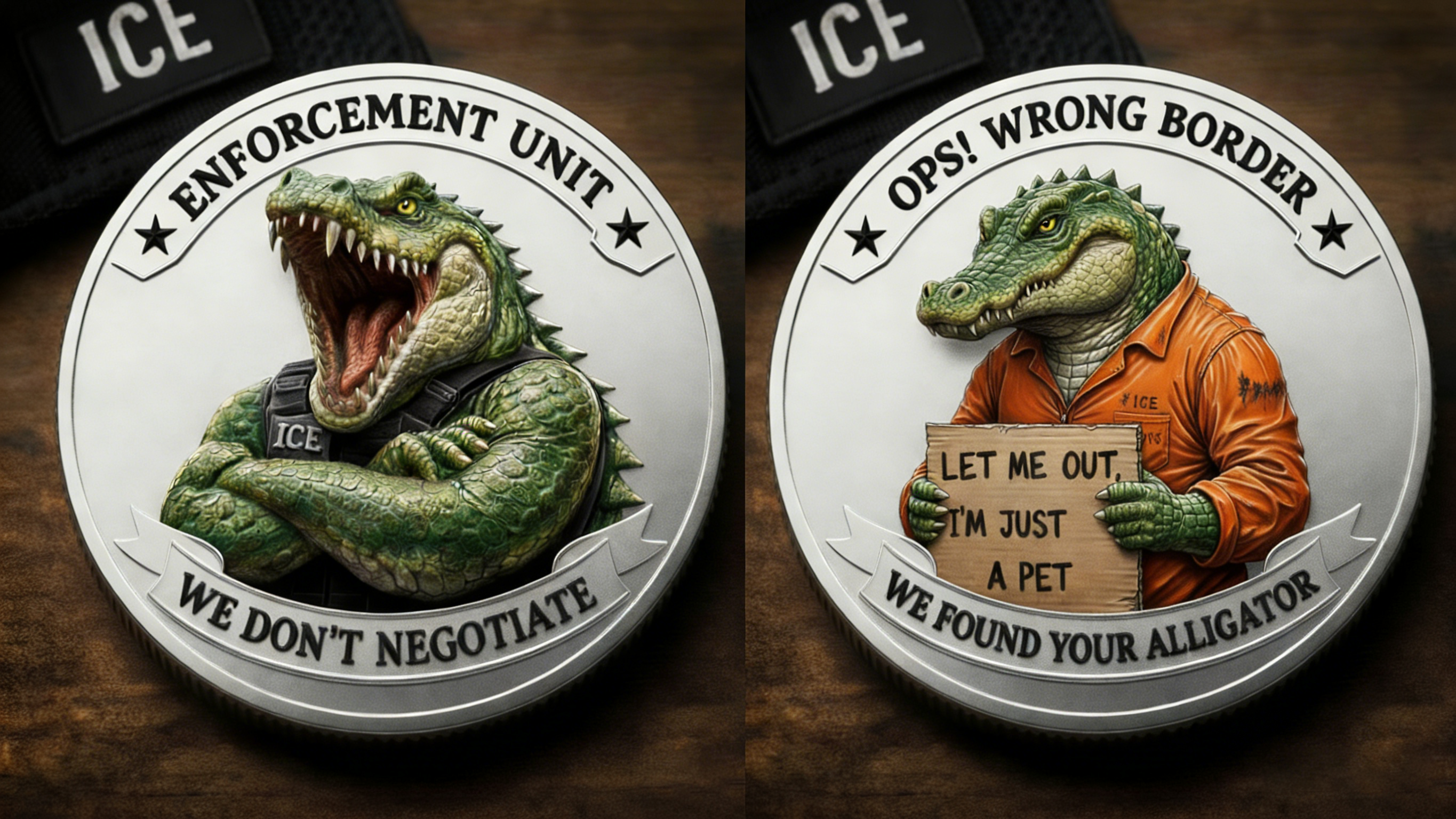"ICE Alligator Challenge Coin – When Negotiations Are Not an Option"