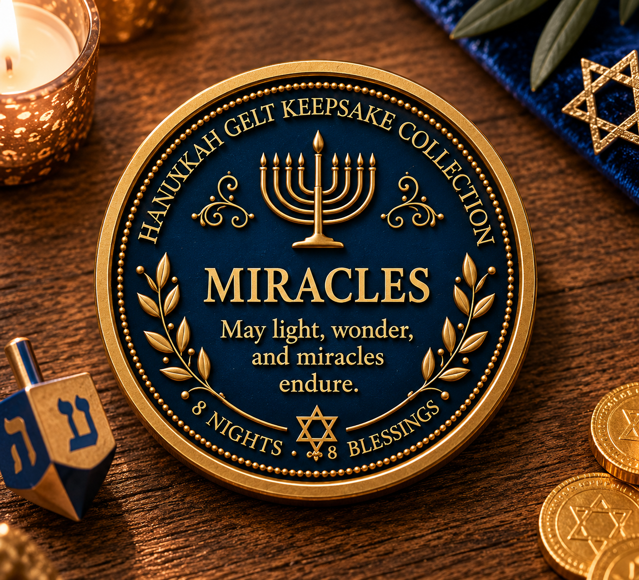 🕎Hanukkah Gelt Keepsake Collection – 8 Nights • 8 Blessings | 8-Piece Commemorative Coin Gift Set