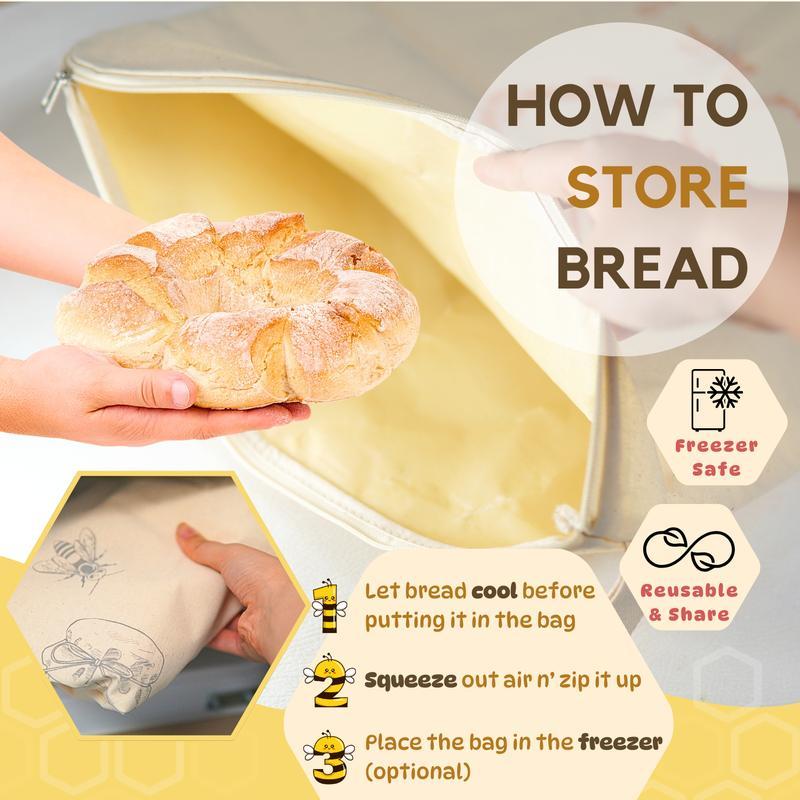 🔥Last Day 49% OFF🍞Wide Zipper Access Cotton & Beeswax Bread Bags for Sourdough