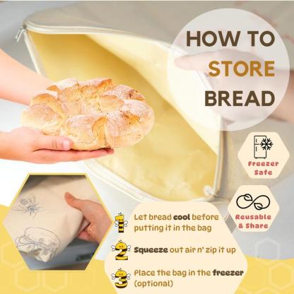 🔥Last Day 49% OFF🍞Wide Zipper Access Cotton & Beeswax Bread Bags for Sourdough