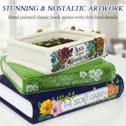 🔥Whimsical Book Stack Planter with Built-In Drainage🪴