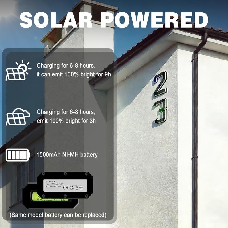 🔥Last Day 75% OFF🔥Solar Lighted House Numbers LED Numbers, Waterproof for Outside