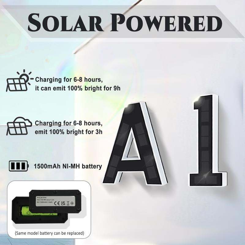 🔥Last Day 75% OFF🔥Solar Lighted House Numbers LED Numbers, Waterproof for Outside