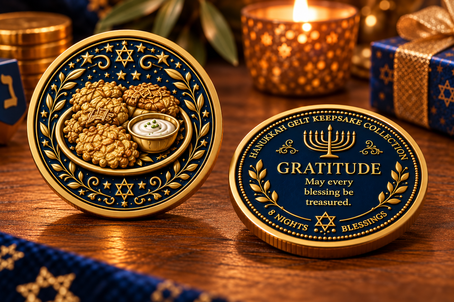 🕎Hanukkah Gelt Keepsake Collection – 8 Nights • 8 Blessings | 8-Piece Commemorative Coin Gift Set
