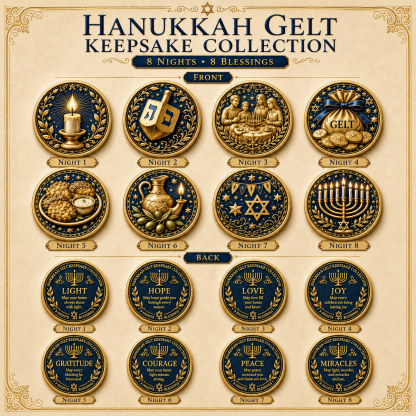 🕎Hanukkah Gelt Keepsake Collection – 8 Nights • 8 Blessings | 8-Piece Commemorative Coin Gift Set