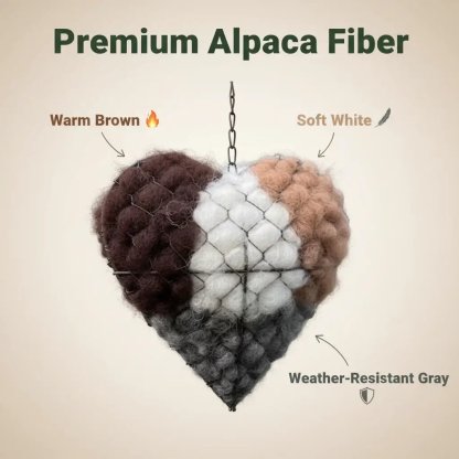🕊️ Handmade Alpaca Fiber Bird Nesting Heart