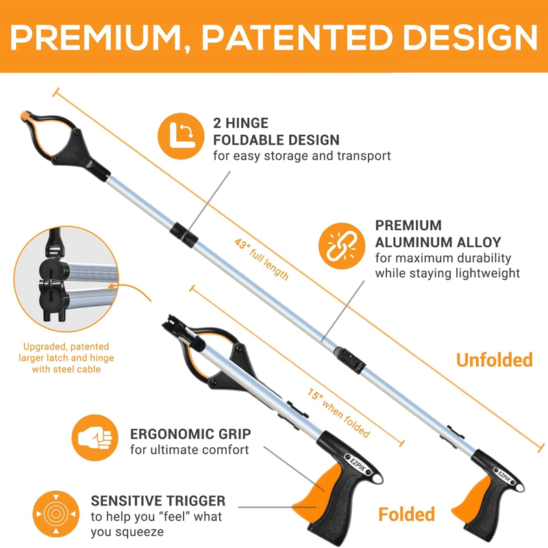 43" Foldable Grabber Reacher Tool for Seniors