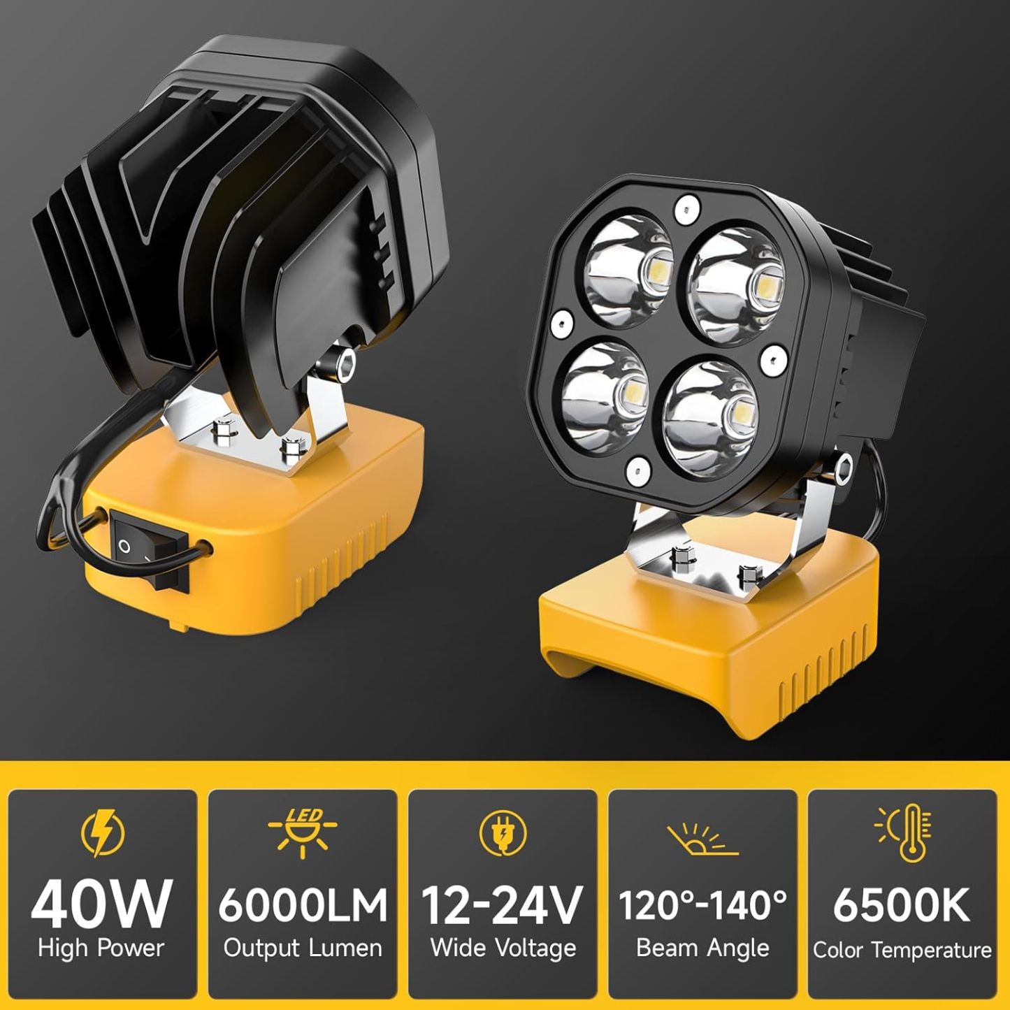 🔥LAST DAY 50% OFF - 🛠️💡LED Work Light Compatible with Milwaukee 18V Battery/Dewalt 18V&20V Battery