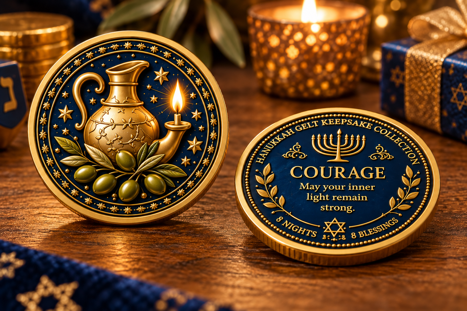 🕎Hanukkah Gelt Keepsake Collection – 8 Nights • 8 Blessings | 8-Piece Commemorative Coin Gift Set
