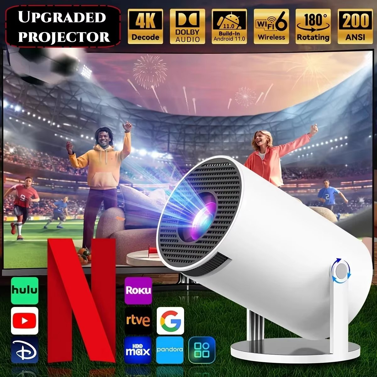 🎥✨Portable 2.4G/5G Wifi Smart Projector – 4K Home Cinema & Game 1080P HD Projector