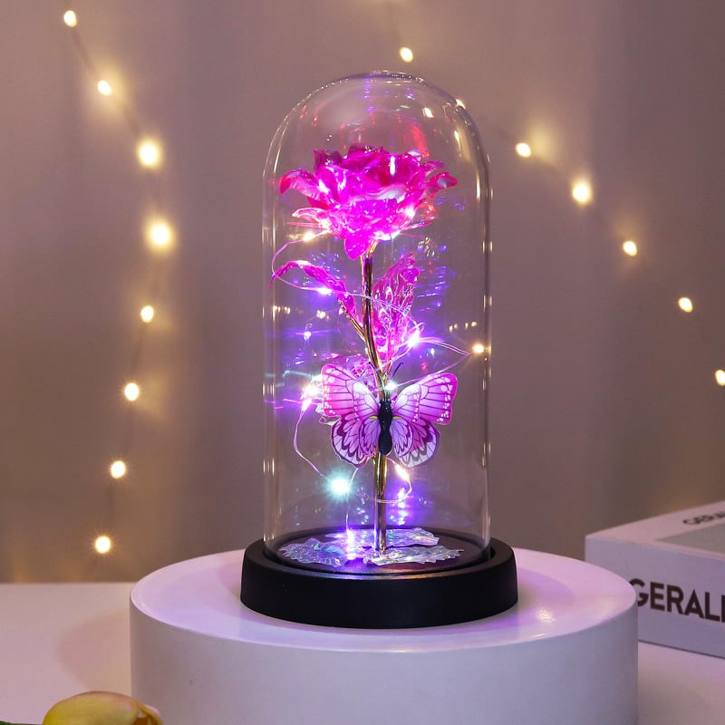 🔥Last Day 49% OFF - 🌹Eternal Butterfly Rose Glass Dome Display with LED Light✨