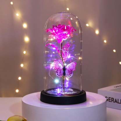 🔥Last Day 49% OFF - 🌹Eternal Butterfly Rose Glass Dome Display with LED Light✨