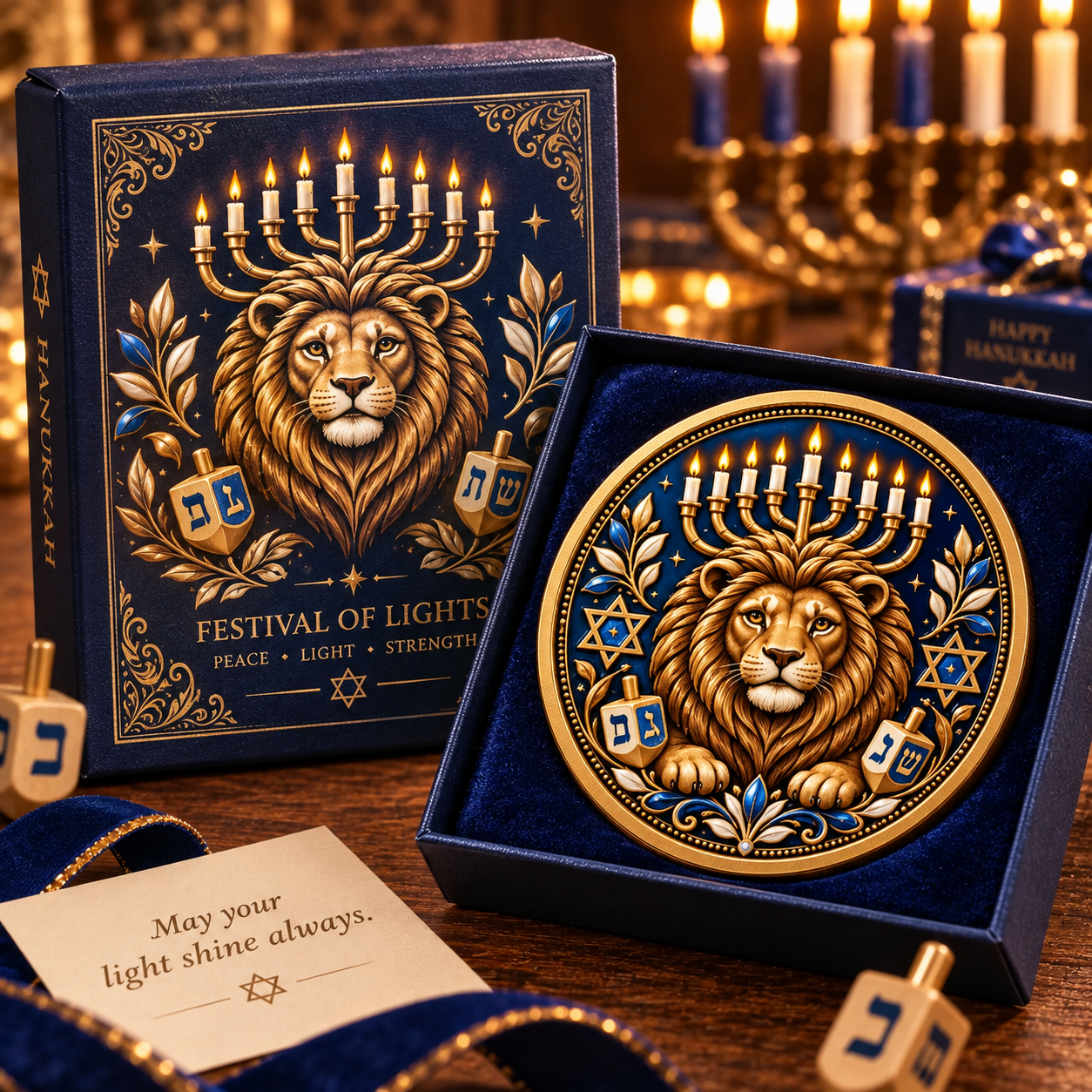 🏆Flash Sale 50% OFF - Hanukkah 2026 Lion of Judah Collector Coin – Gold-Tone Festival of Lights Keepsake