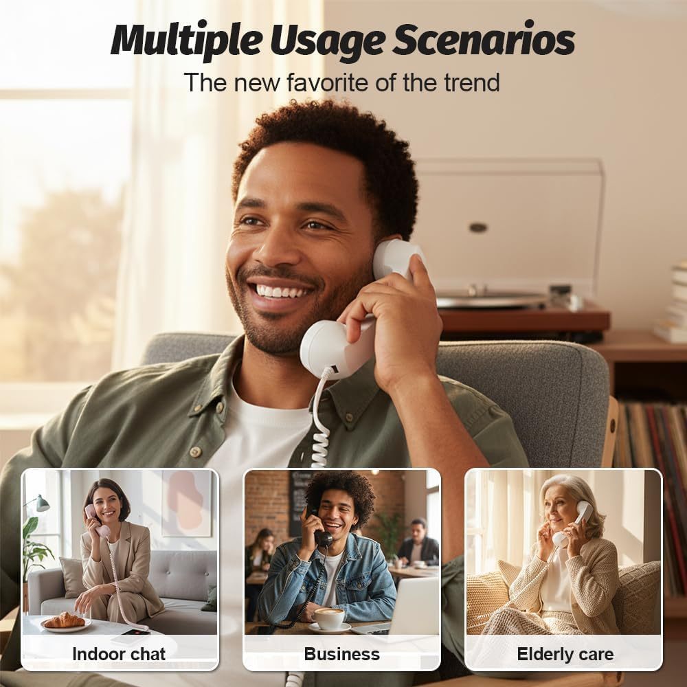 📞 Retro Phone Handset with Type-C Cable