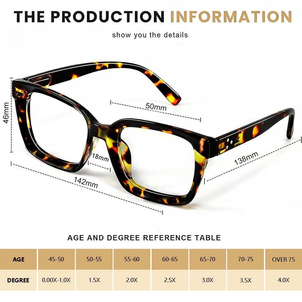 🔥Hot Sale-✨👓3 Pack Tortoiseshell Reading Glasses – Blue Light Blocking Oversized Square Readers