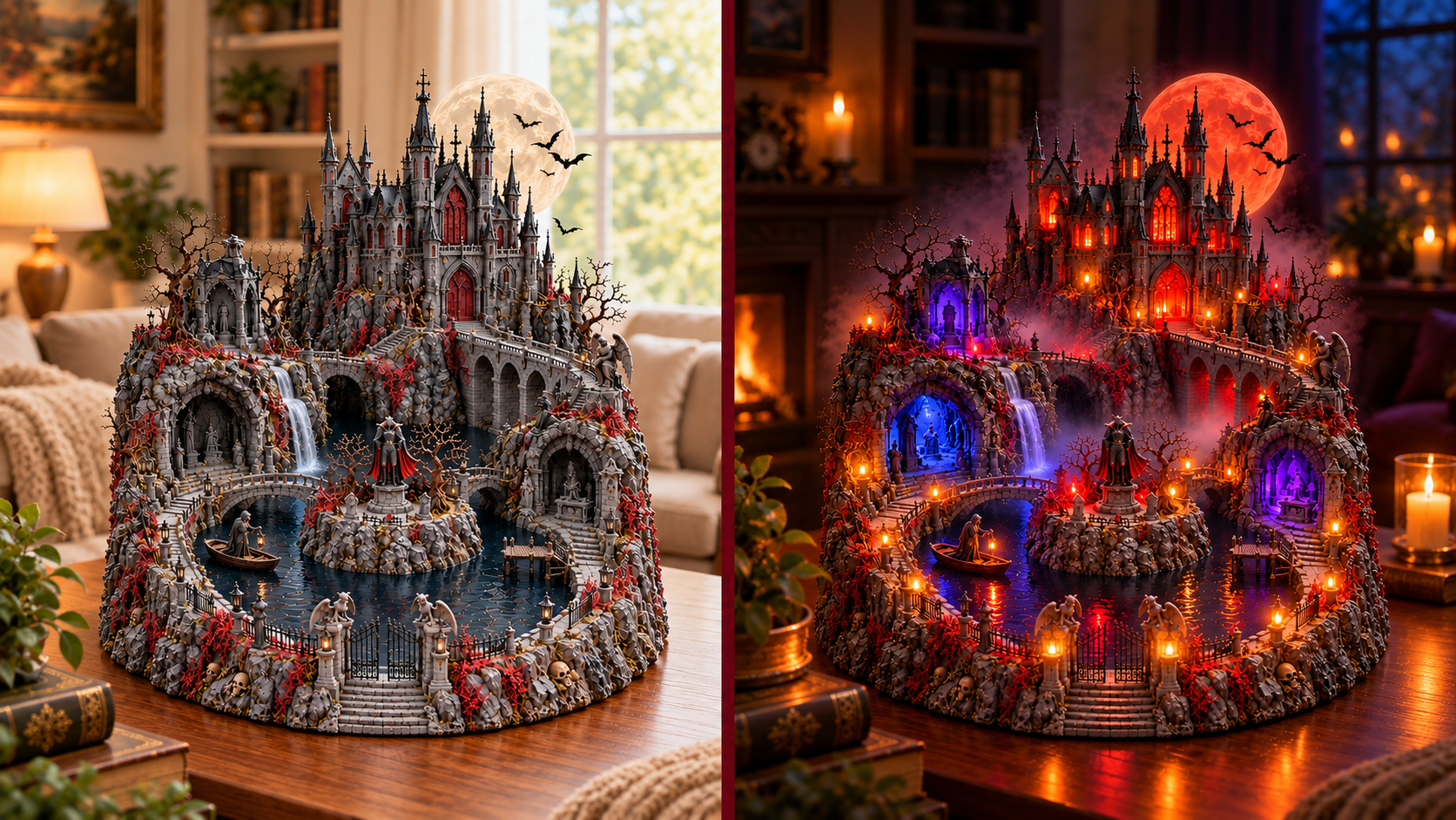 Haunted castle day and night comparison