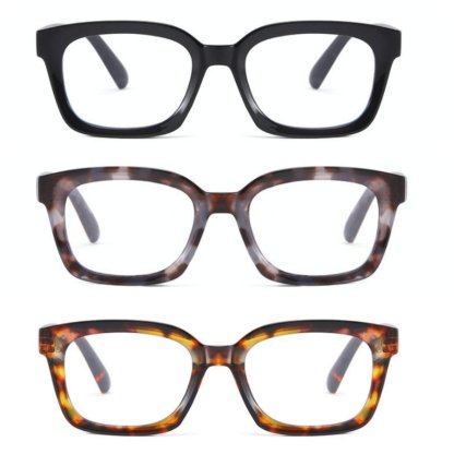 🔥Hot Sale-✨👓3 Pack Tortoiseshell Reading Glasses – Blue Light Blocking Oversized Square Readers