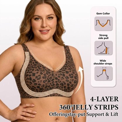 🏆Super Firming Leopard Print Jelly  Bra | Women Wirefree Bras 👍No More Sagging Breasts