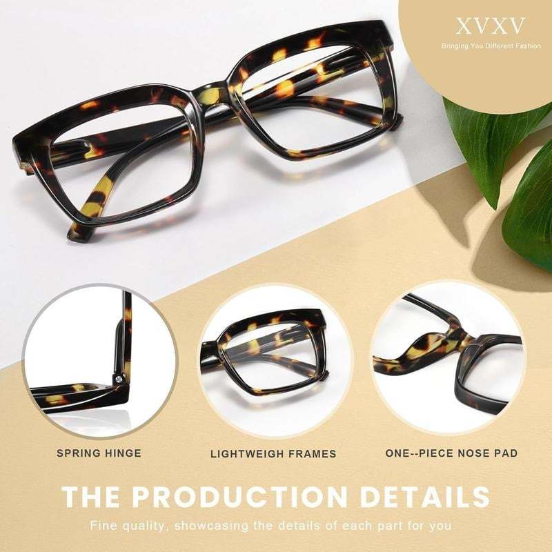 🔥Hot Sale-✨👓3 Pack Tortoiseshell Reading Glasses – Blue Light Blocking Oversized Square Readers