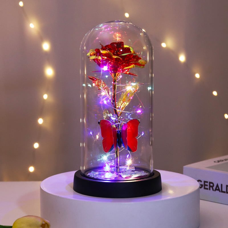 🔥Last Day 49% OFF - 🌹Eternal Butterfly Rose Glass Dome Display with 
