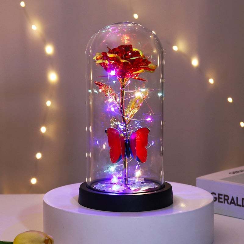 🔥Last Day 49% OFF - 🌹Eternal Butterfly Rose Glass Dome Display with LED Light✨