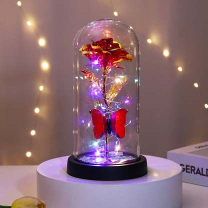 🔥Last Day 49% OFF - 🌹Eternal Butterfly Rose Glass Dome Display with LED Light✨