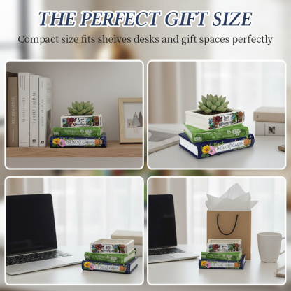 🔥Whimsical Book Stack Planter with Built-In Drainage🪴