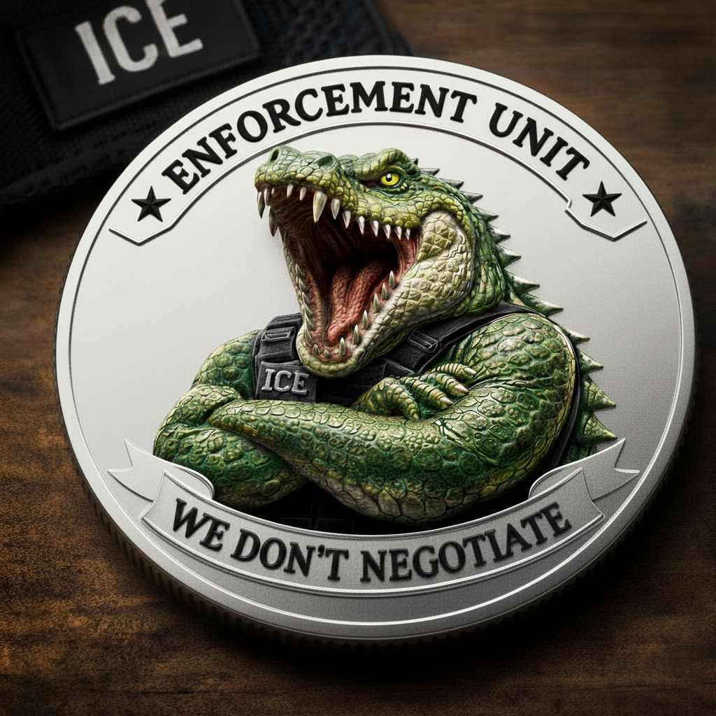 "ICE Alligator Challenge Coin – When Negotiations Are Not an Option"