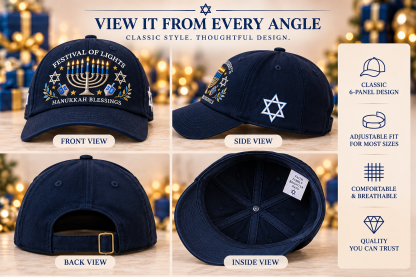 Festival of Lights Hanukkah Embroidered Cap – Menorah & Star of David Holiday Gift Hat "💵$19.98 Today — Save 56%🔥"