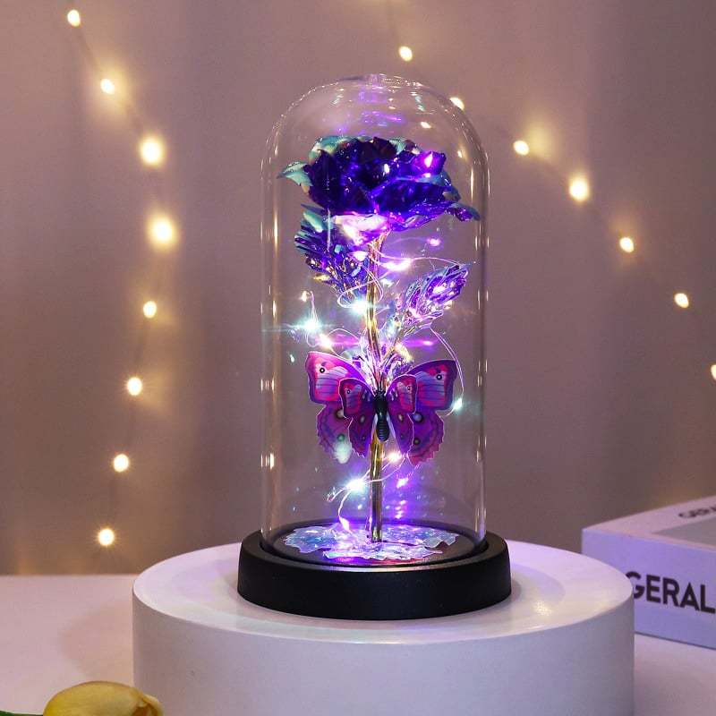 🔥Last Day 49% OFF - 🌹Eternal Butterfly Rose Glass Dome Display with LED Light✨