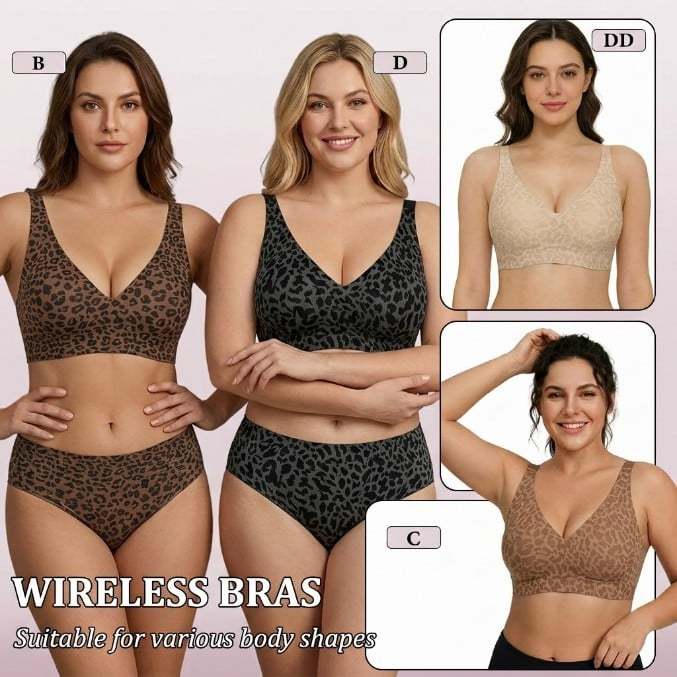 🏆Super Firming Leopard Print Jelly  Bra | Women Wirefree Bras 👍No More Sagging Breasts