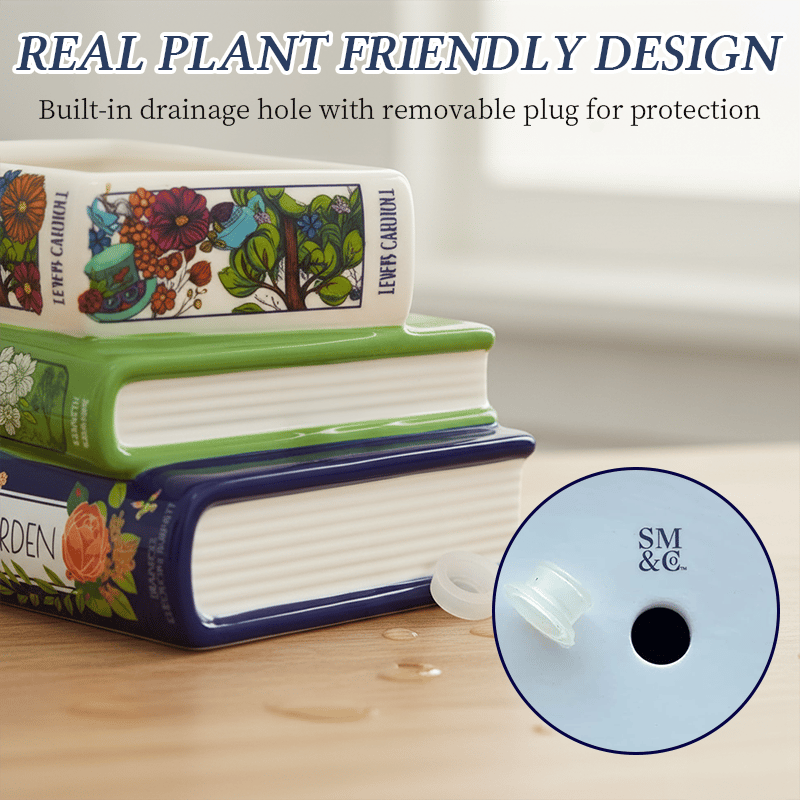 🔥Whimsical Book Stack Planter with Built-In Drainage🪴