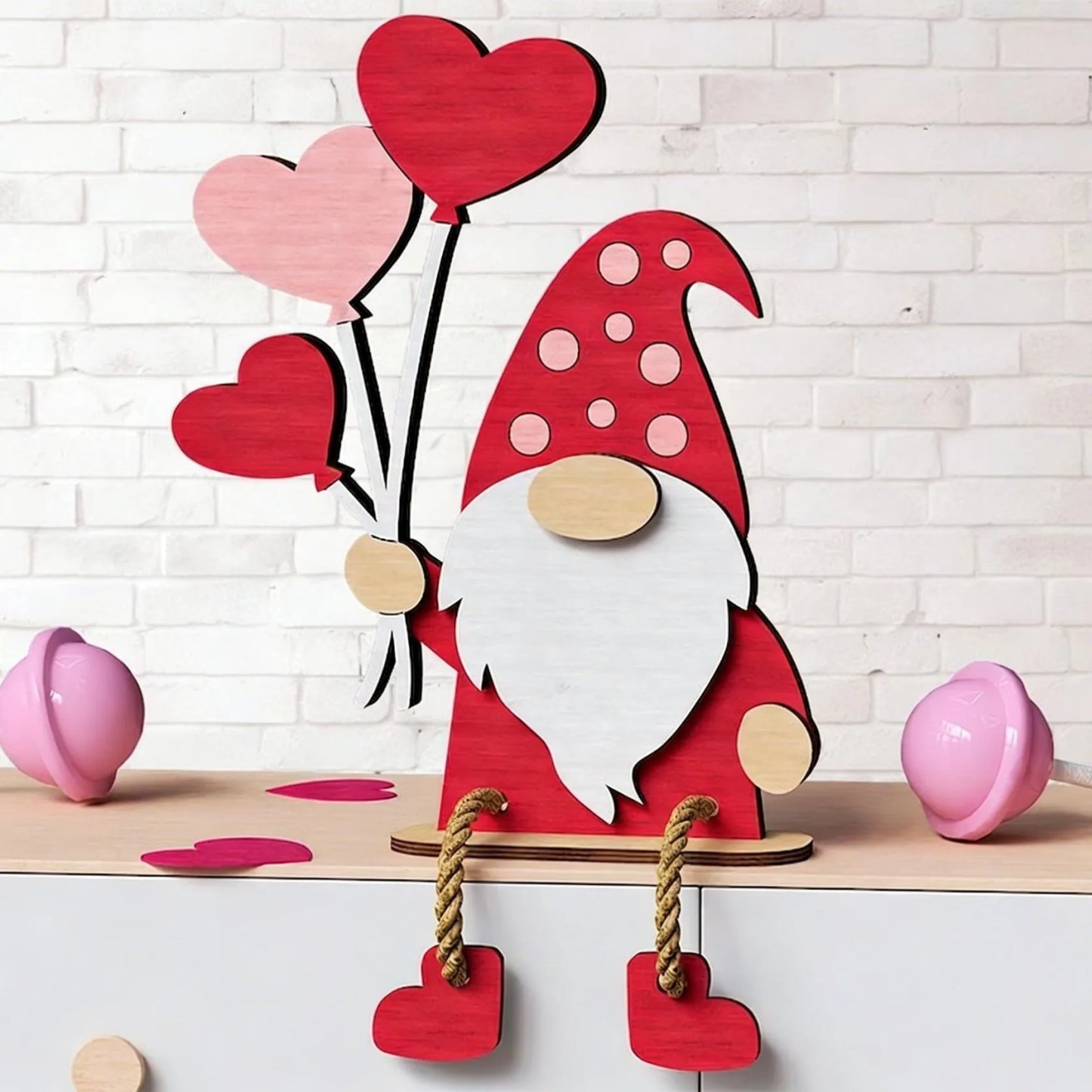 💖Romantic Valentine’s Day Wooden Gnome Ornament