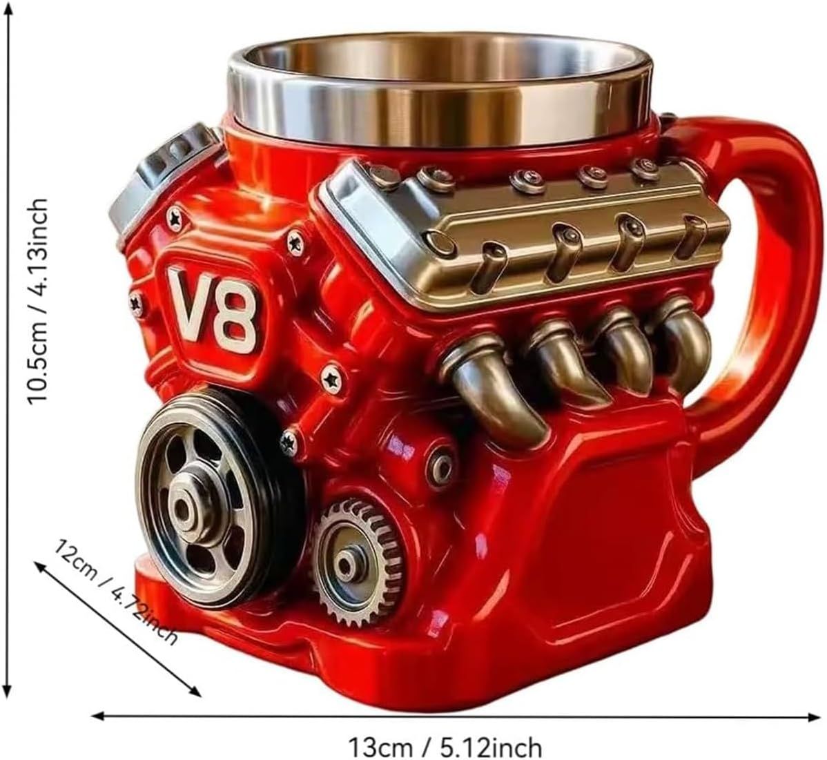 Engine-themed V8 Stainless Steel Mug