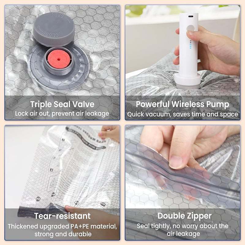 🔥 LAST DAY 49% OFF-Cordless Travel Vacuum Storage Compression Bag Set