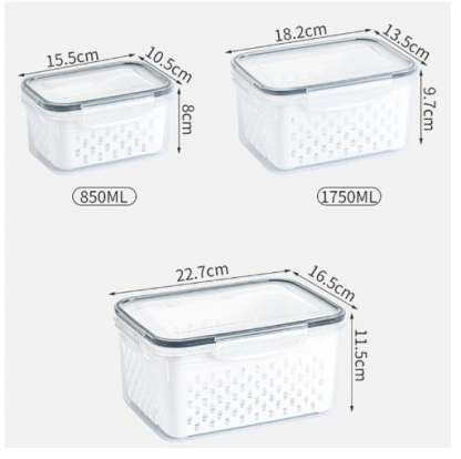 💖Household transparent plastic food storage box-Including drain basket💧