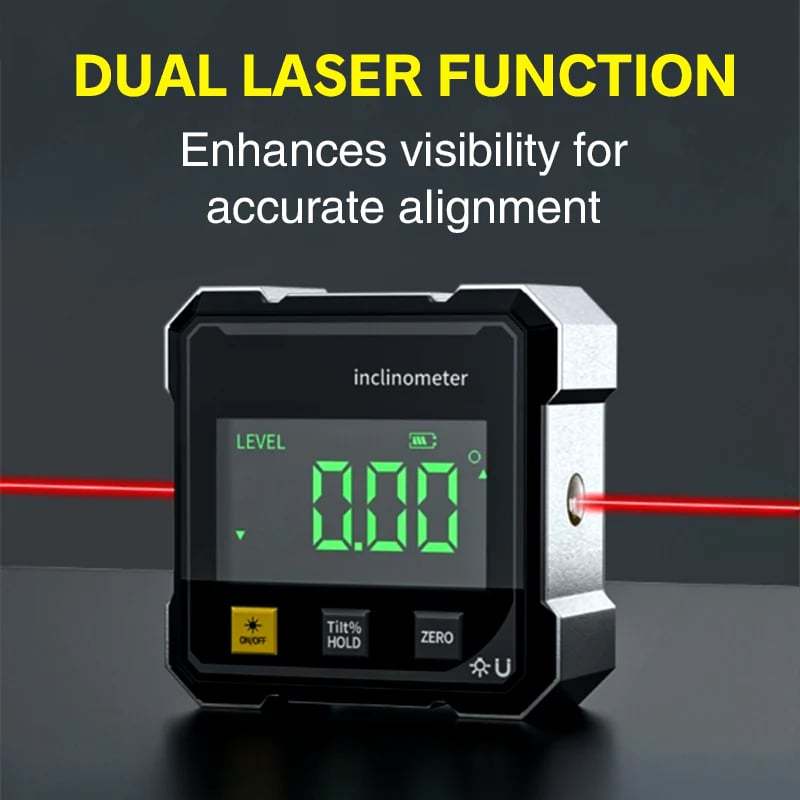4-Side Magnetic Digital Angle Gauge with Laser
