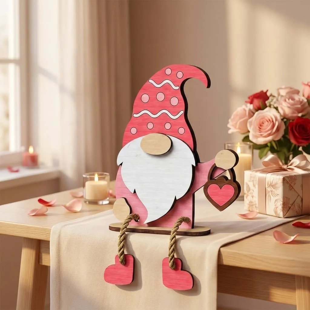 💖Romantic Valentine’s Day Wooden Gnome Ornament