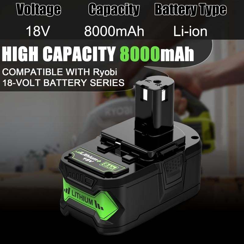 8000MAh Replacement Ryobi 18V Batteries