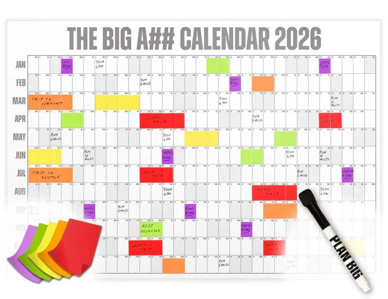 📅The Big A## 2026 Wall Calendar - Flexible Dry-Erase Material ✍️Design Your Amazing Year!🏃